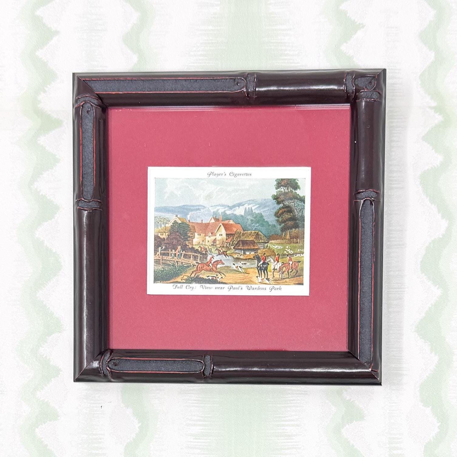 Framed Vintage Fox Hunt Cigarette Card c. 1938, Full Cry