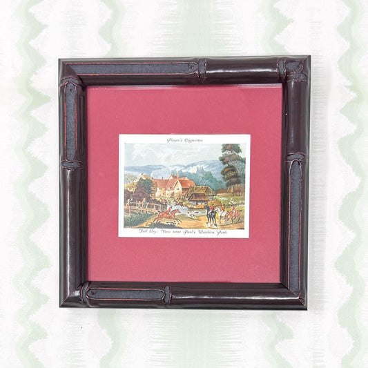 Framed Vintage Fox Hunt Cigarette Card c. 1938, Full Cry