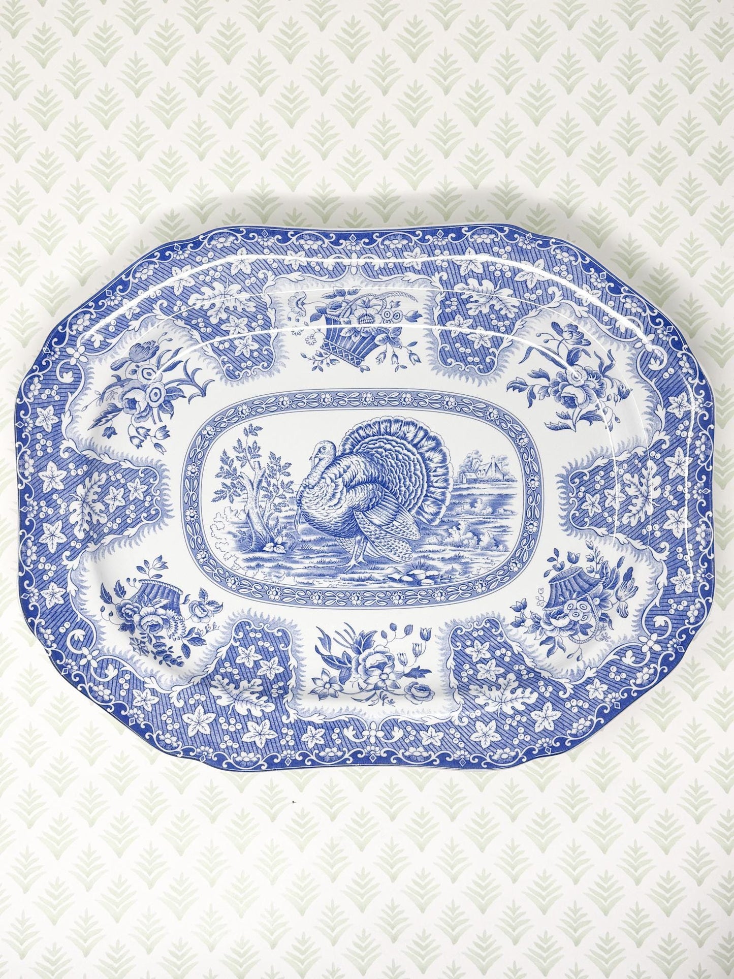 Vintage Spode Turkey Thanksgiving Transferware Platter, 16"