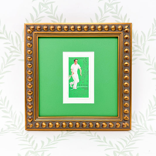 Framed Vintage Tennis Cigarette Card, c. 1936, "Forehand Drive"