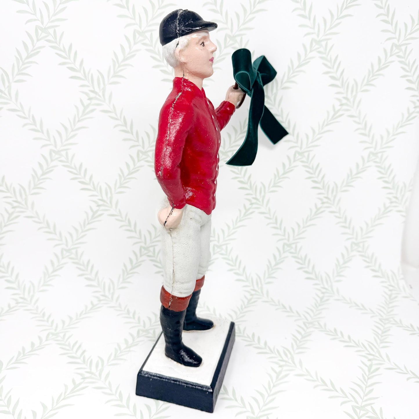 21 Club Style Cast Iron Lawn Jockey Figurine, Red