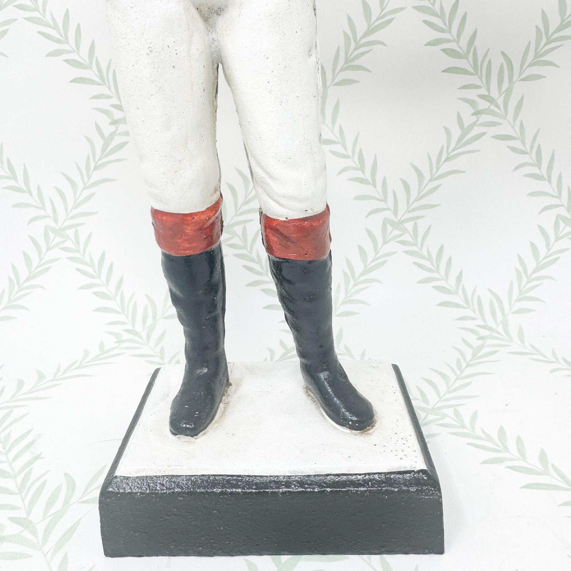 21 Club Style Cast Iron Lawn Jockey Figurine, Red