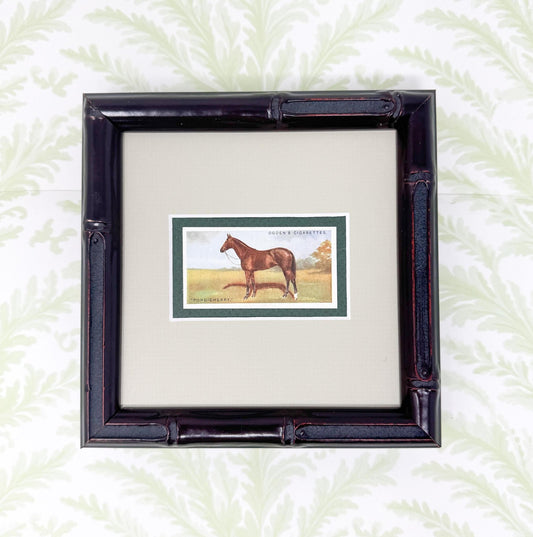 Framed Antique Race Horse Derby Cigarette Card c. 1928, Pondicherry
