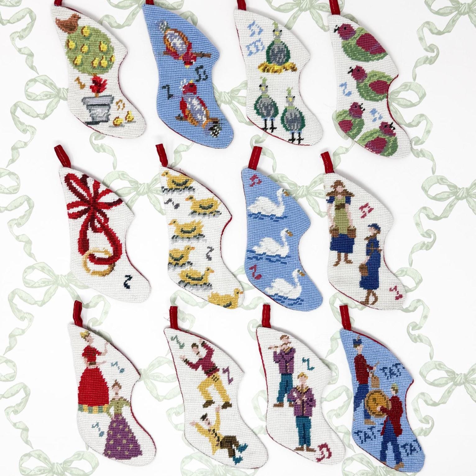 12 Days of Christmas Vintage Needlepoint Ornaments