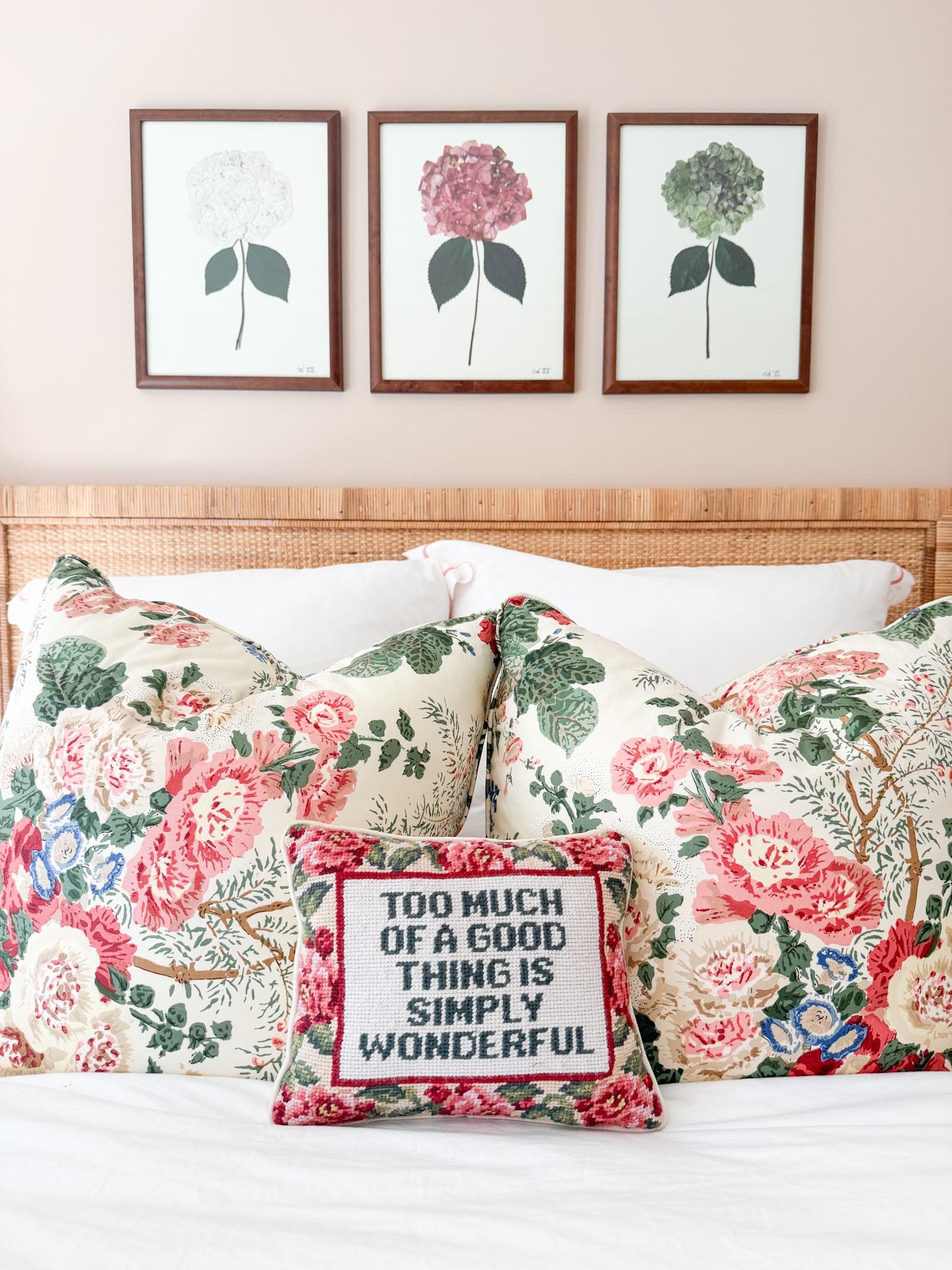 Vintage Needlepoint Pillow, Too Much Of A Good Thing Is Simply Wonderful