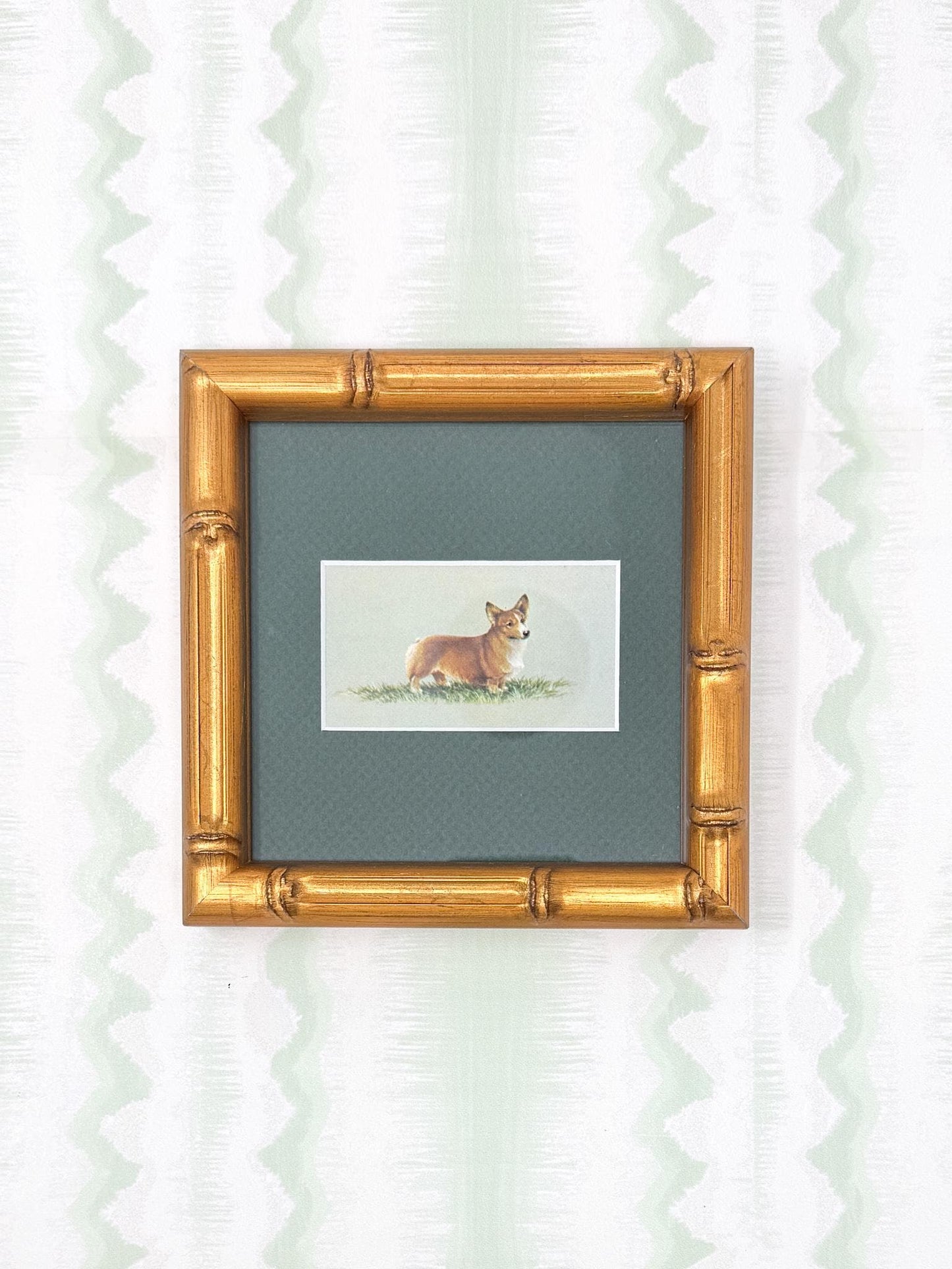 Framed Vintage Dog Cigarette Card c. 1971, Corgi