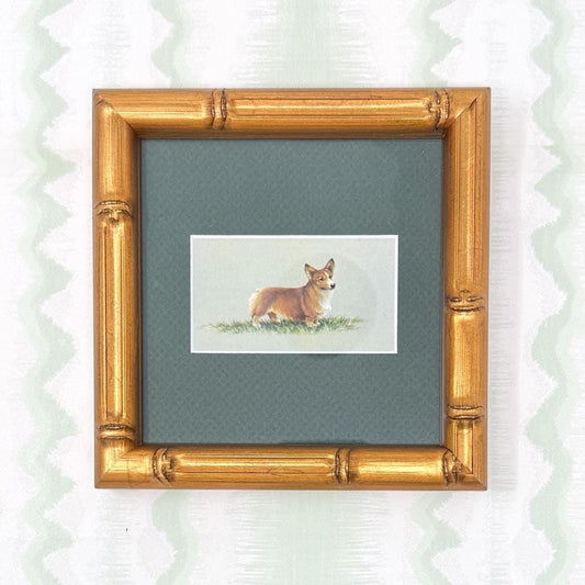 Framed Vintage Dog Cigarette Card c. 1971, Corgi