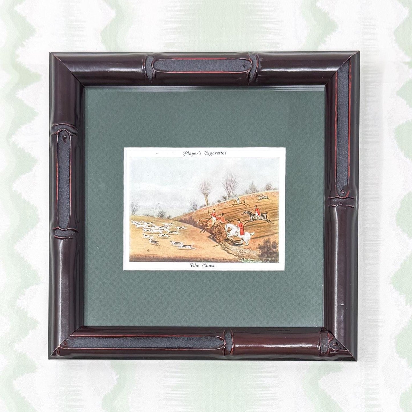 Framed Vintage Fox Hunt Cigarette Card c. 1938, The Chase