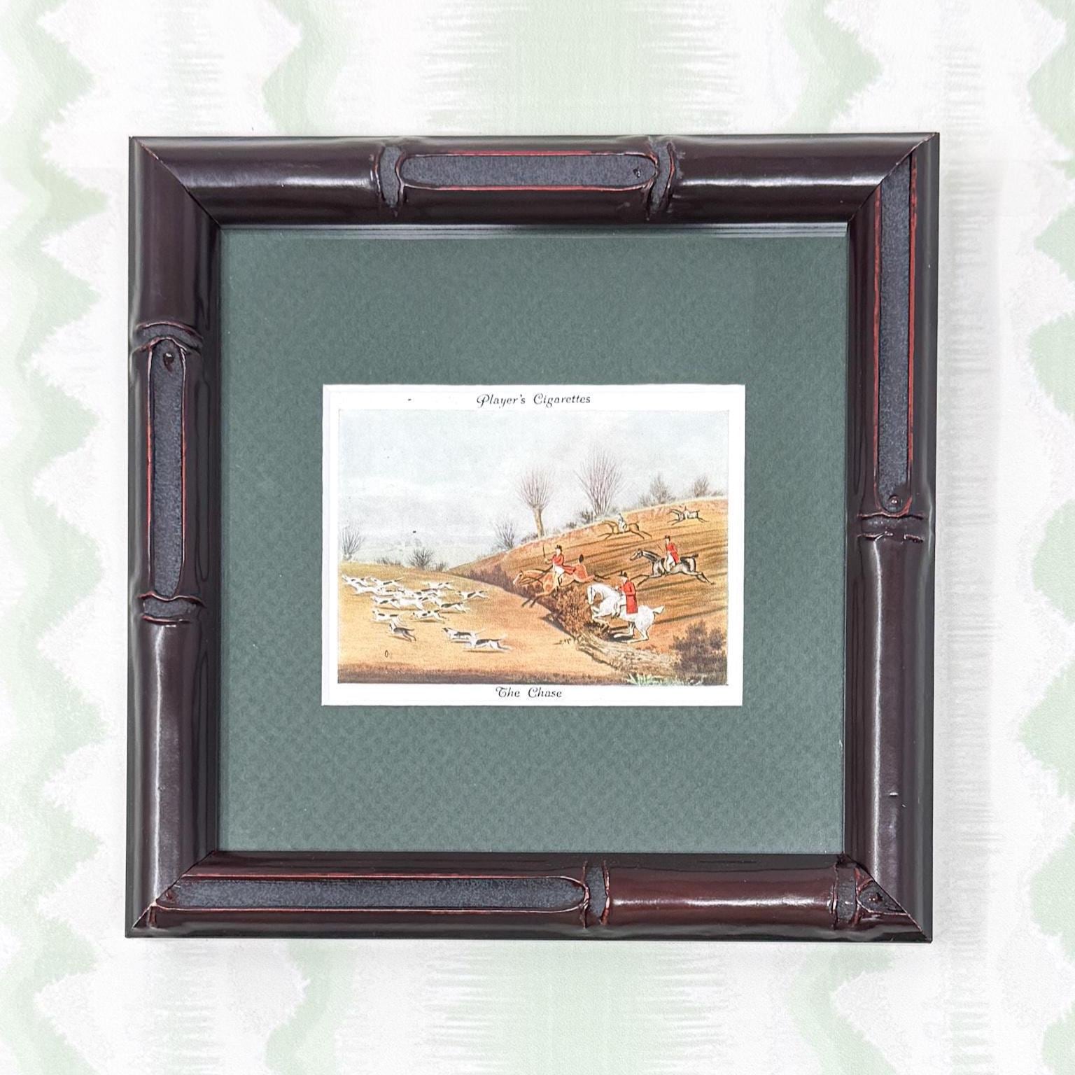 Framed Vintage Fox Hunt Cigarette Card c. 1938, The Chase