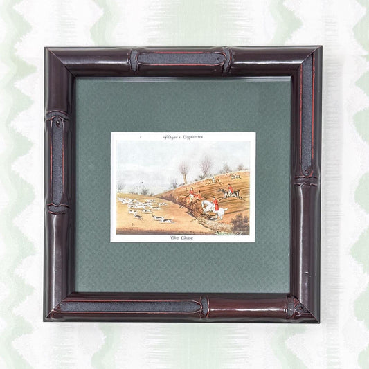 Framed Vintage Fox Hunt Cigarette Card c. 1938, The Chase