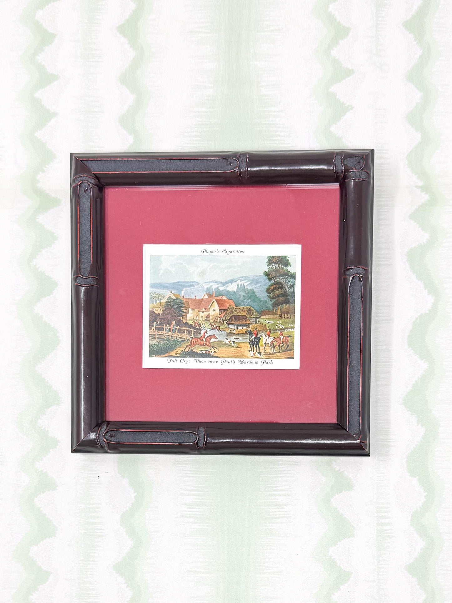 Framed Vintage Fox Hunt Cigarette Card c. 1938, Full Cry