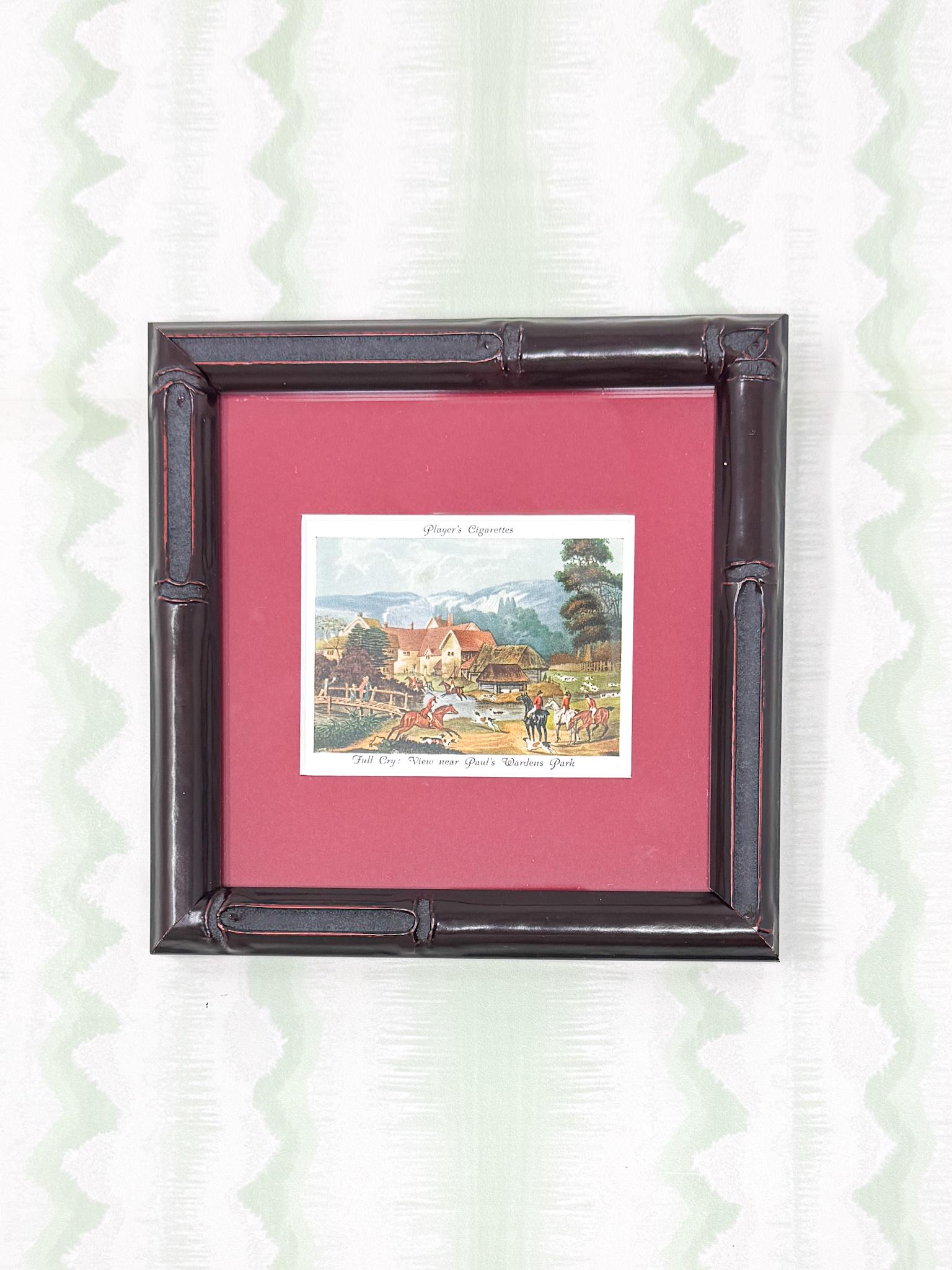 Framed Vintage Fox Hunt Cigarette Card c. 1938, Full Cry