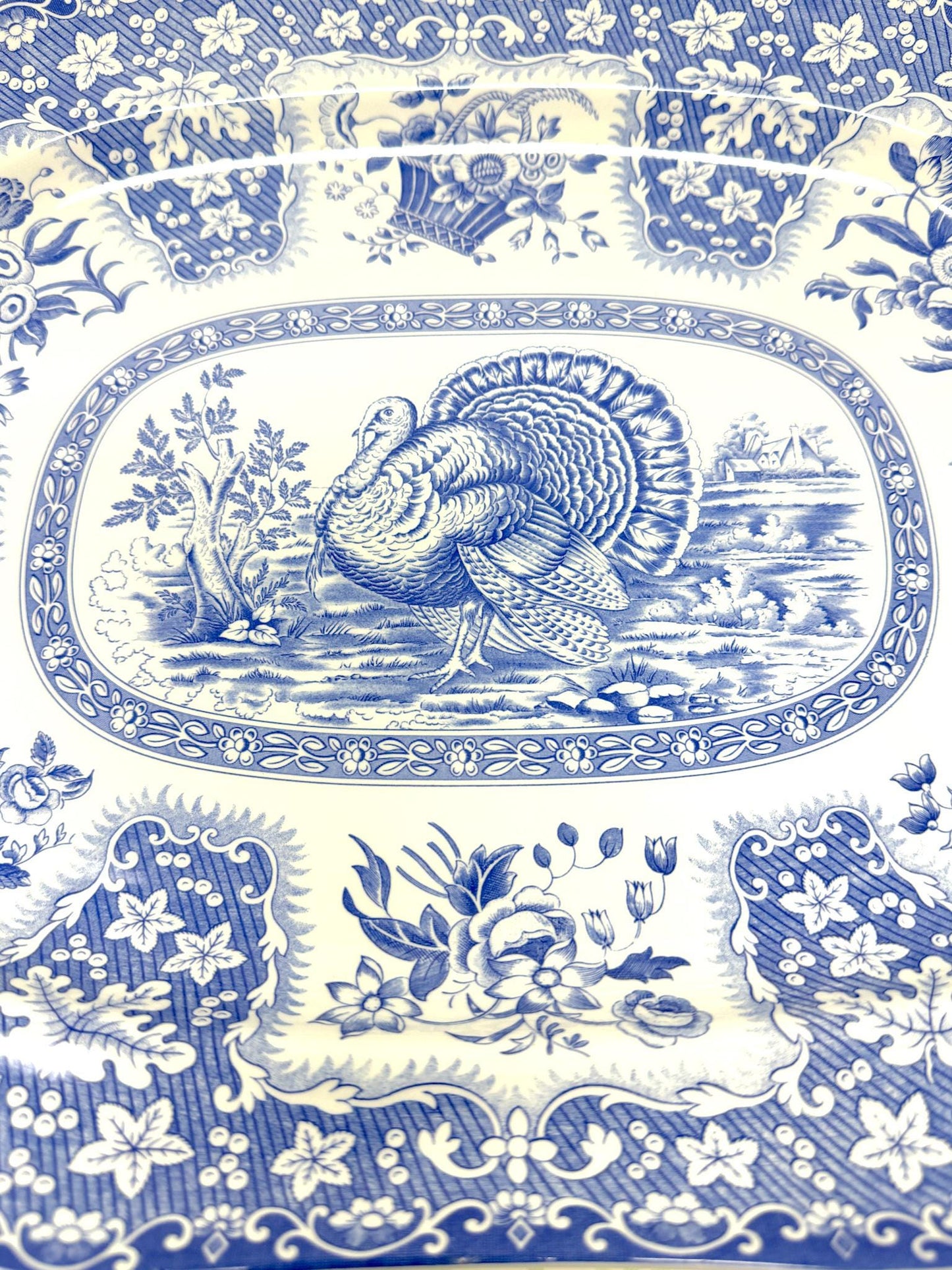 Vintage Spode Turkey Thanksgiving Transferware Platter, 16"