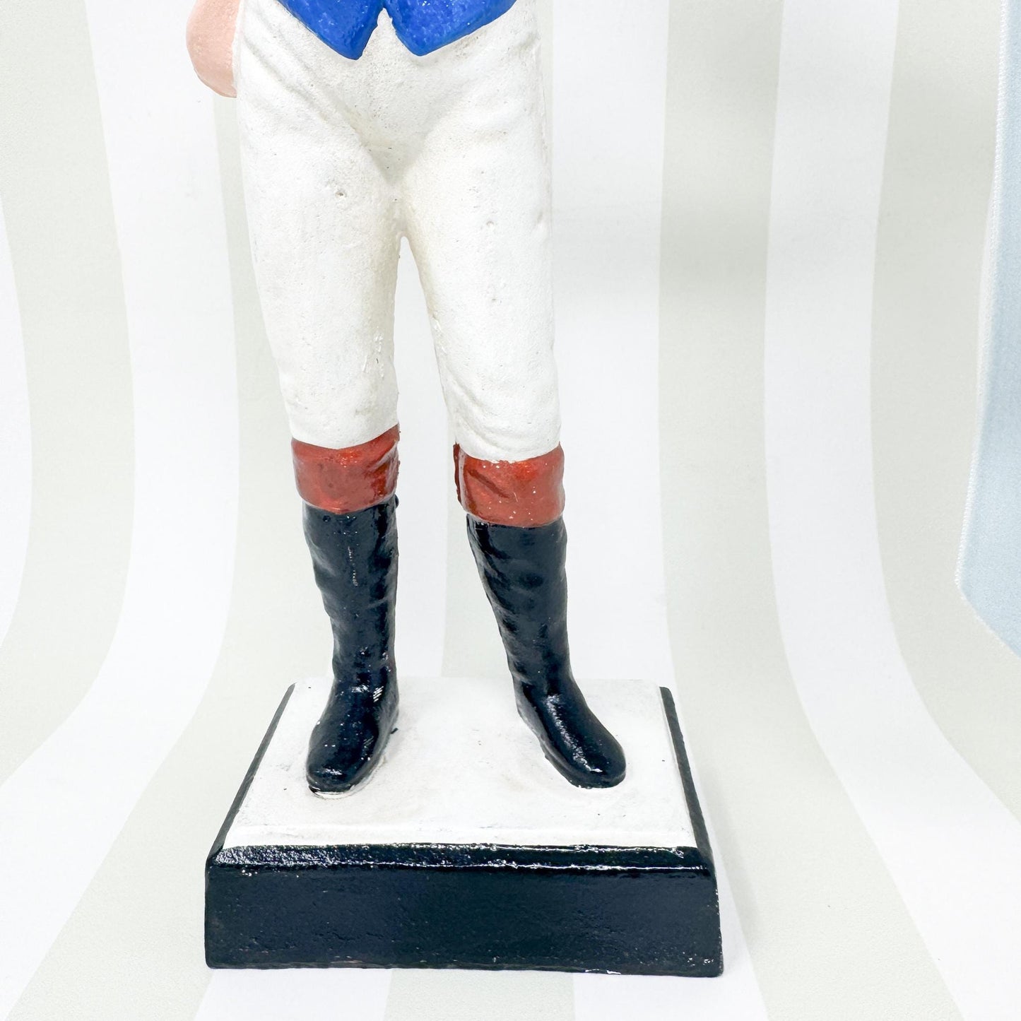 21 Club Style Cast Iron Lawn Jockey Figurine, Blue