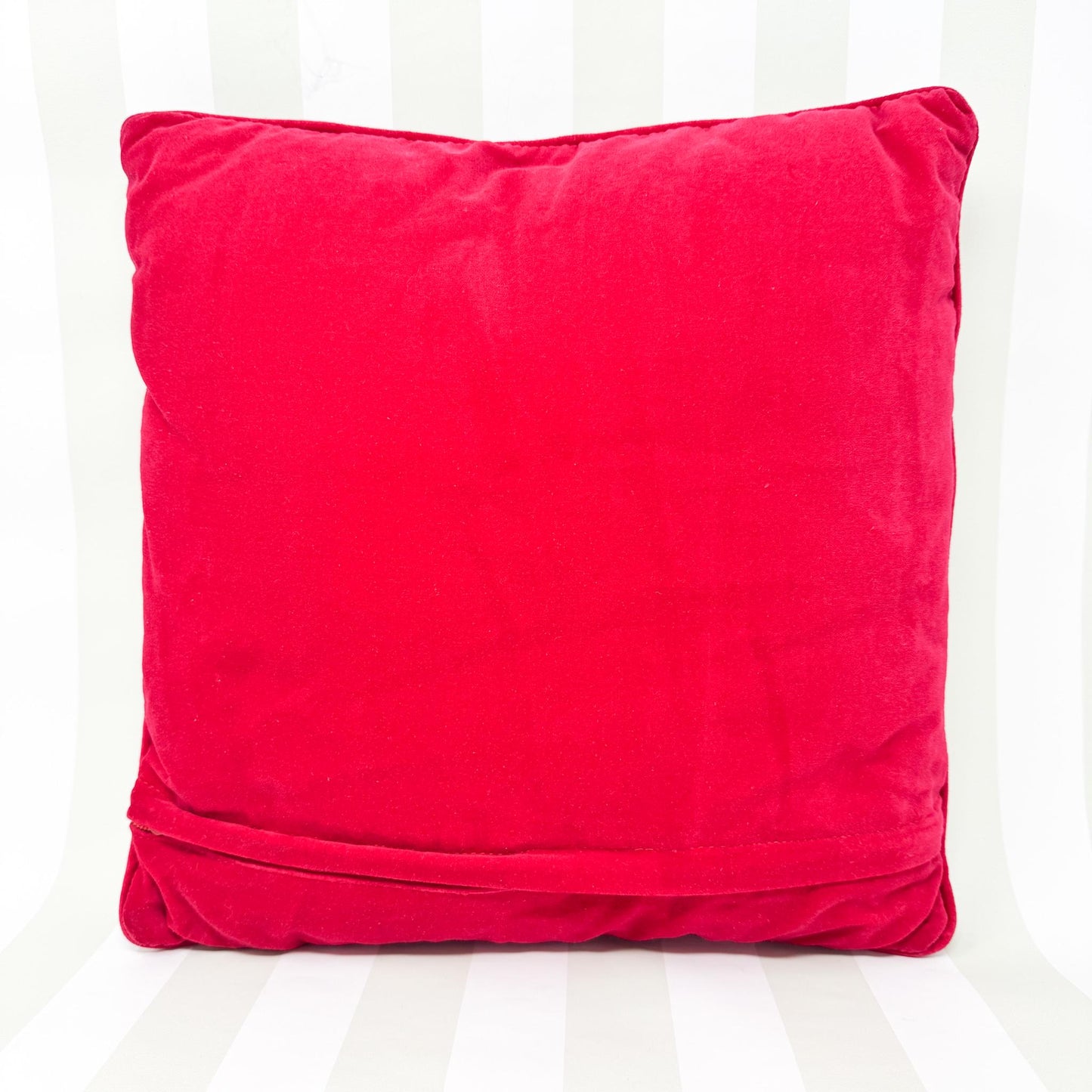 Vintage Needlepoint Christmas Pillow, Santa Tennis, 14"