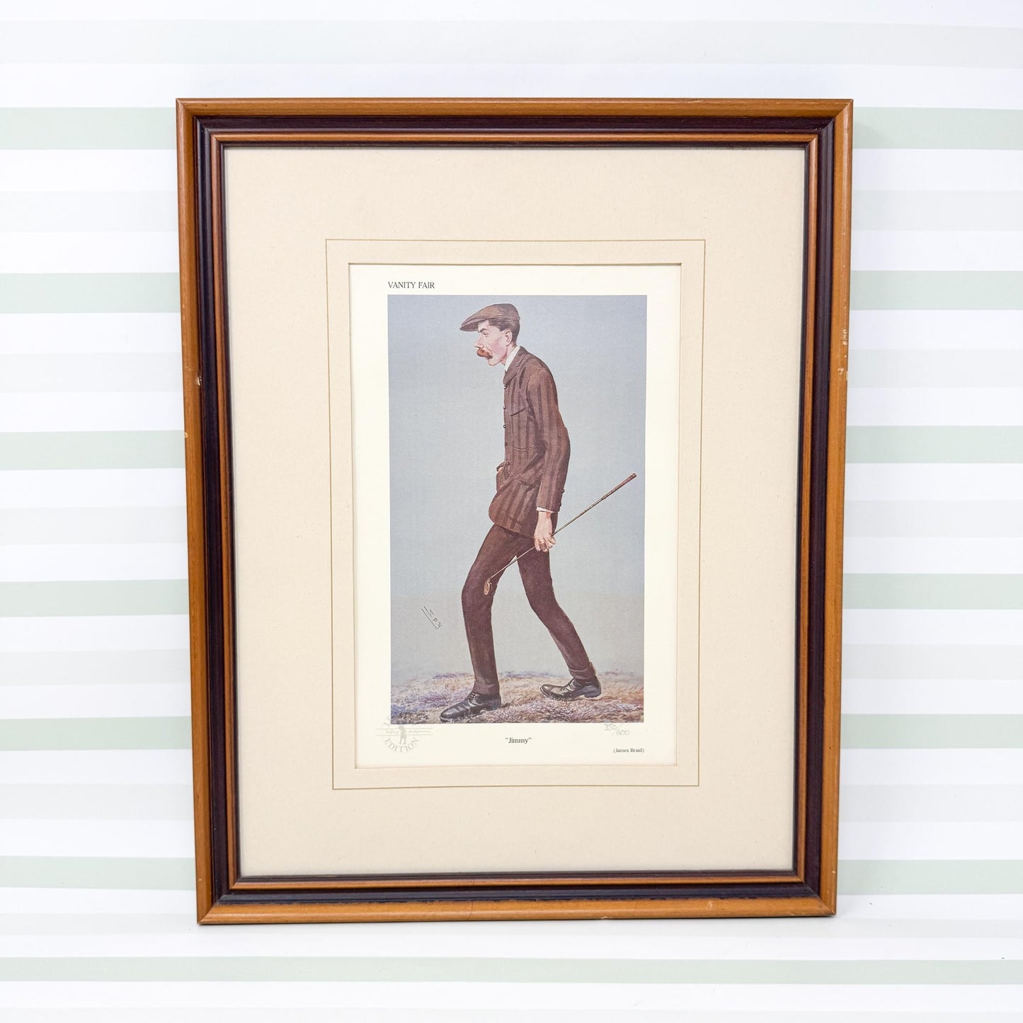 Framed Vintage Vanity Fair Golf Lithograph, Jimmy