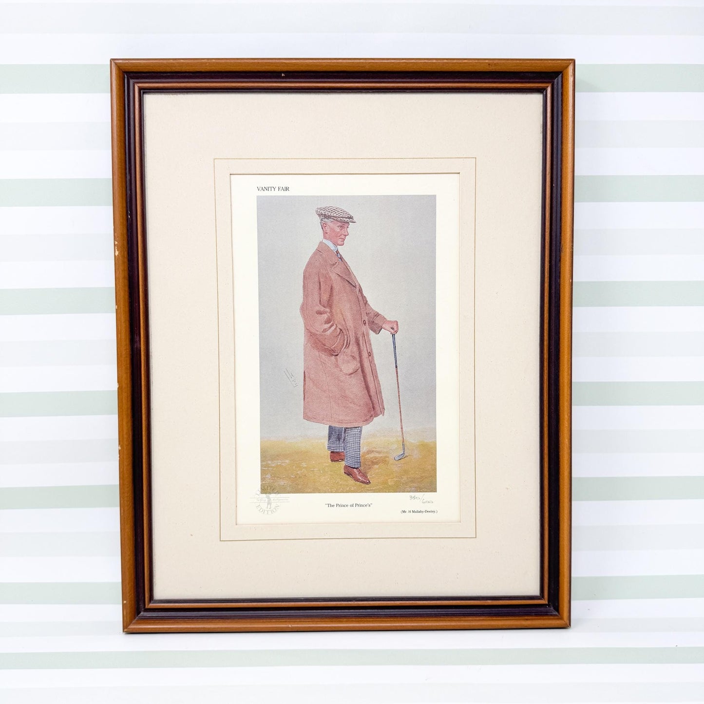 Framed Vintage Vanity Fair Golf Lithograph, The Prince of Prince's