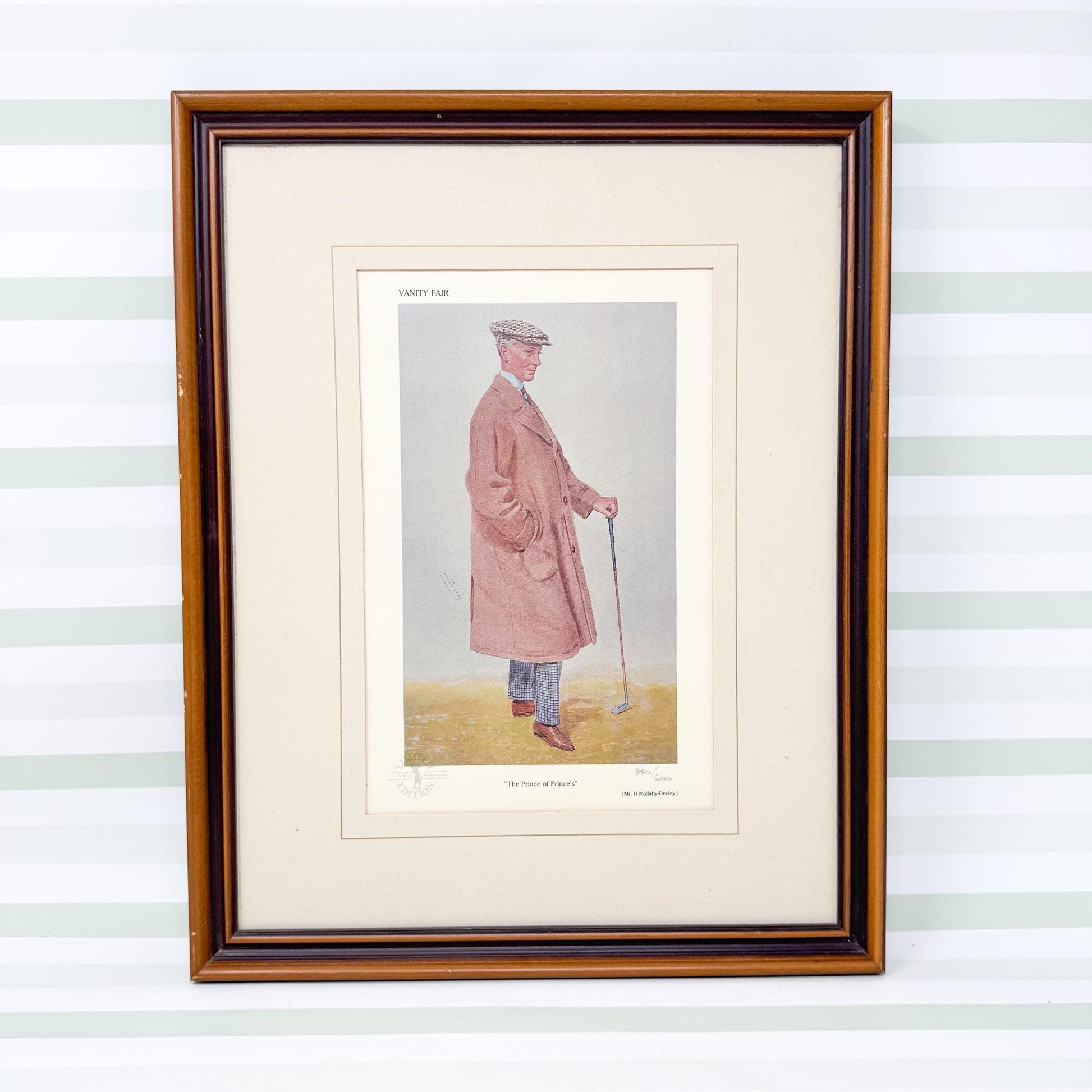 Framed Vintage Vanity Fair Golf Lithograph, The Prince of Prince's