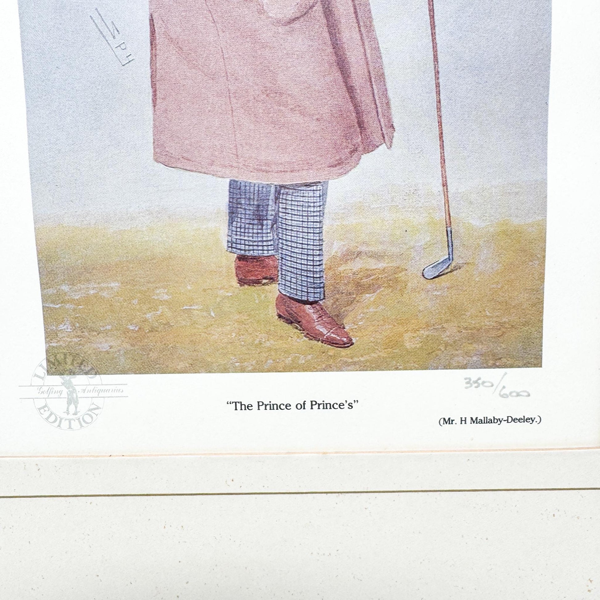 Framed Vintage Vanity Fair Golf Lithograph, The Prince of Prince's