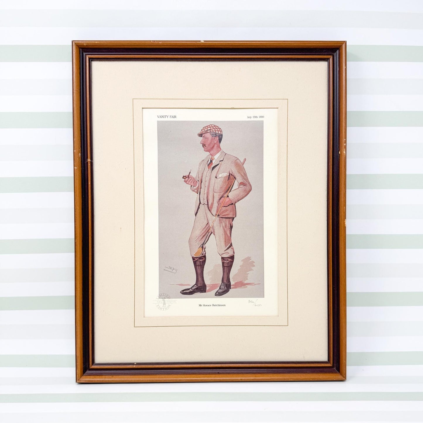 Framed Vintage Vanity Fair Golf Lithograph, Mr. Horace Hutchinson