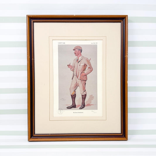 Framed Vintage Vanity Fair Golf Lithograph, Mr. Horace Hutchinson