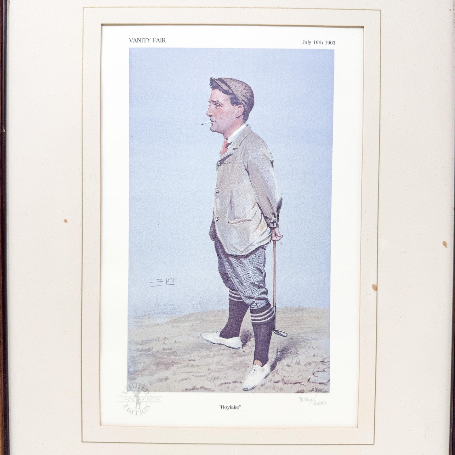 Framed Vintage Vanity Fair Golf Lithograph, Hoylake