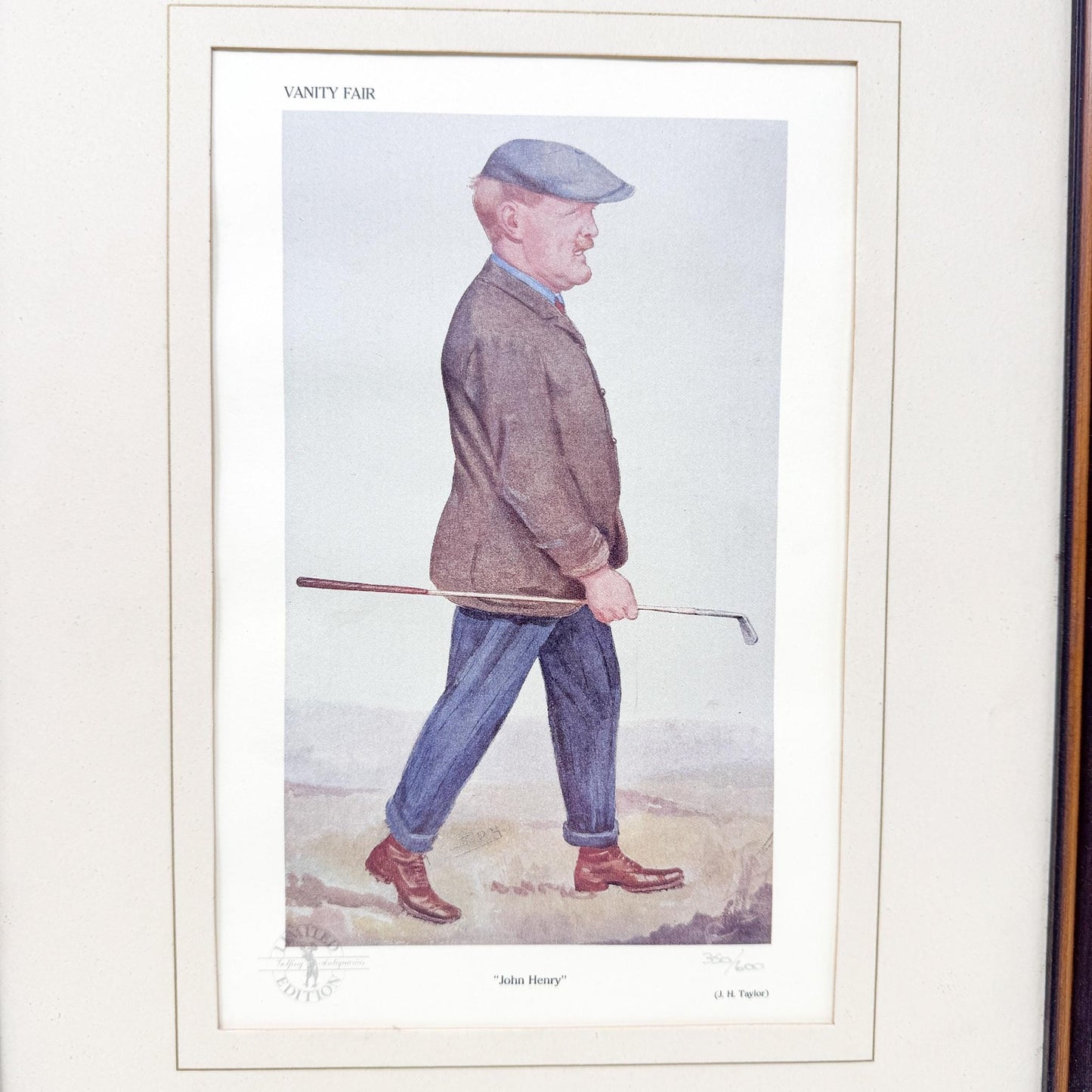 Framed Vintage Vanity Fair Golf Lithograph, John Henry