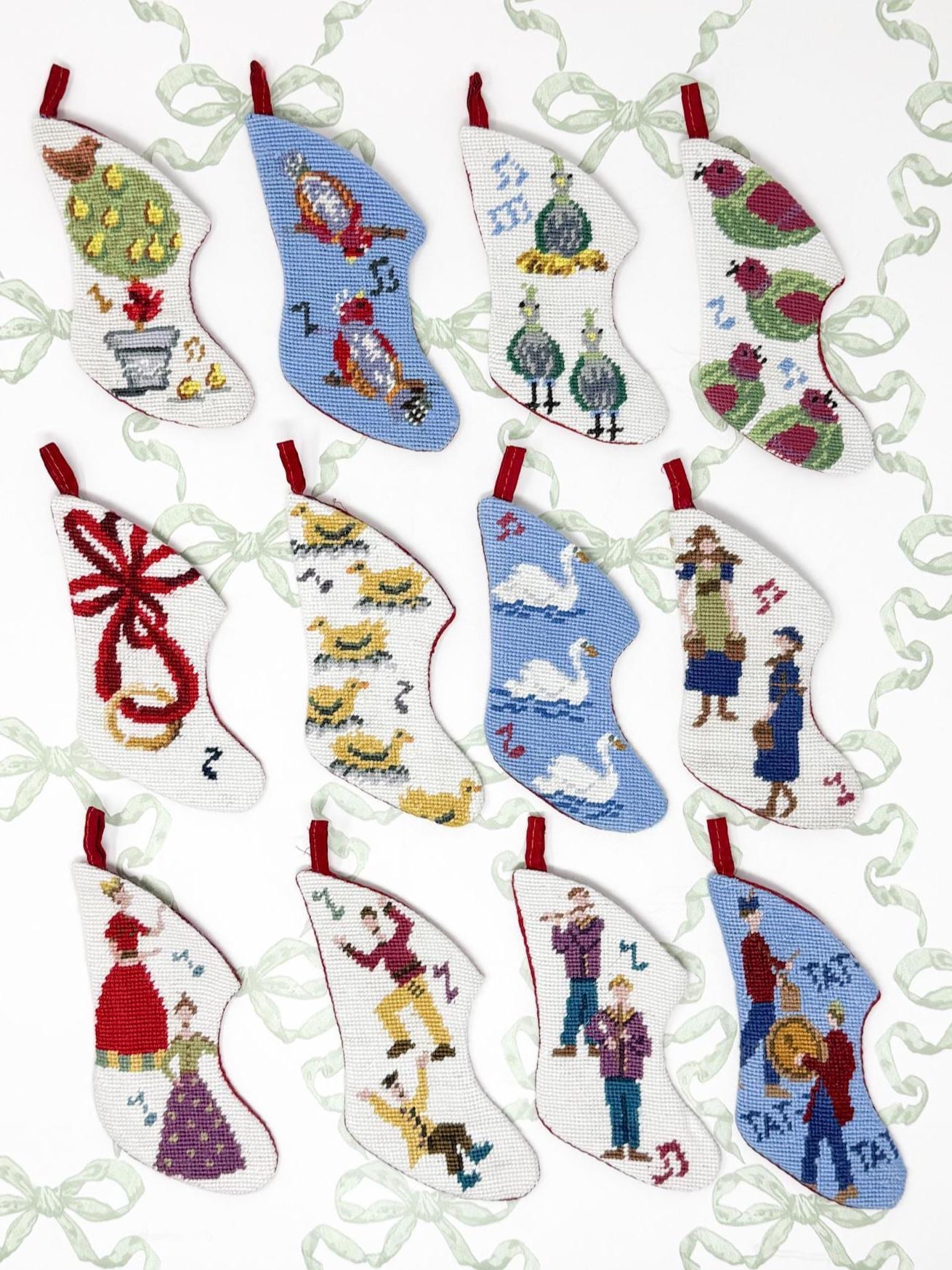 12 Days of Christmas Vintage Needlepoint Ornaments