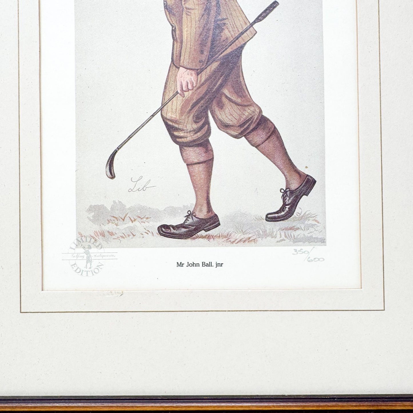 Framed Vintage Vanity Fair Golf Lithograph, Mr. John Ball Jr.