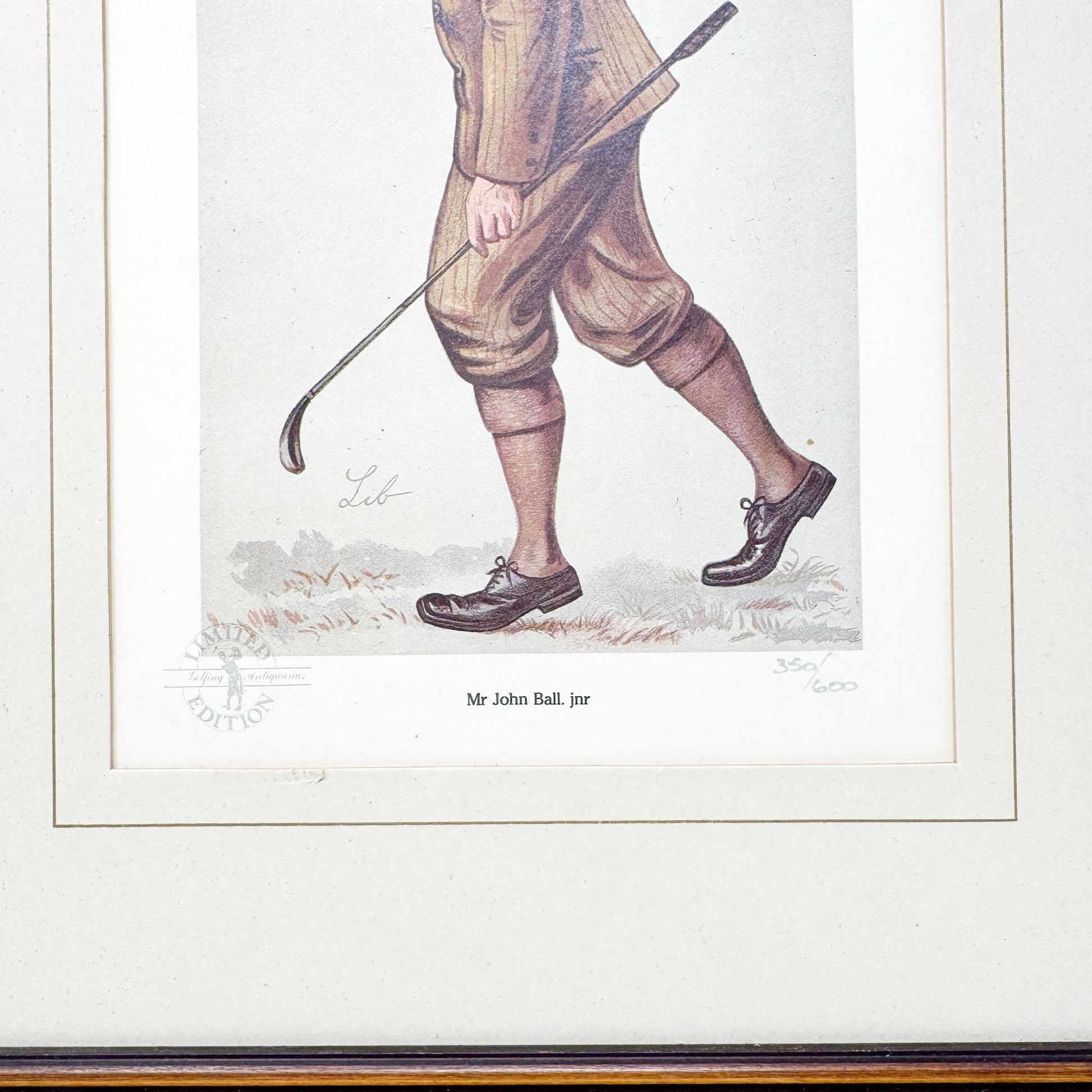 Framed Vintage Vanity Fair Golf Lithograph, Mr. John Ball Jr.