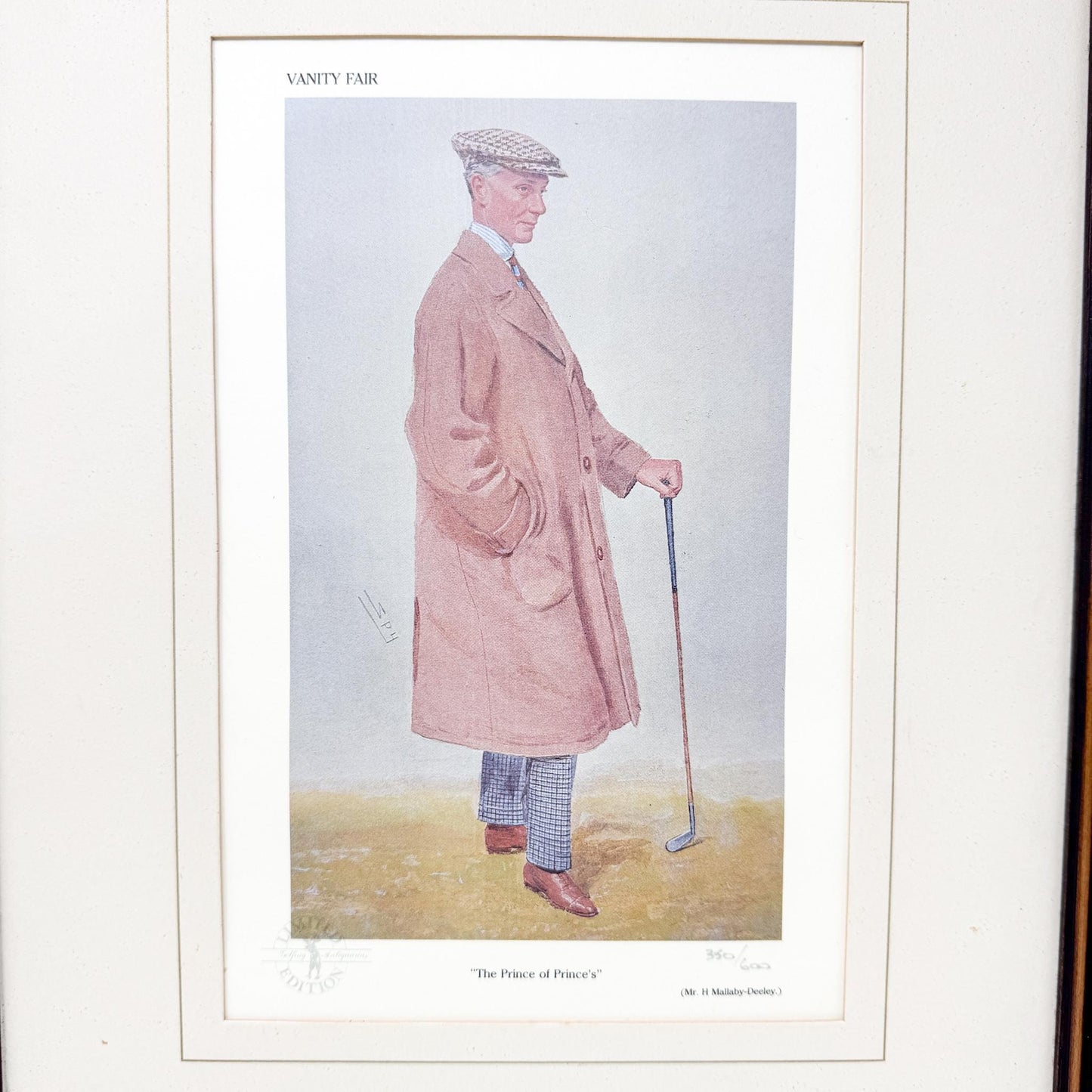 Framed Vintage Vanity Fair Golf Lithograph, The Prince of Prince's