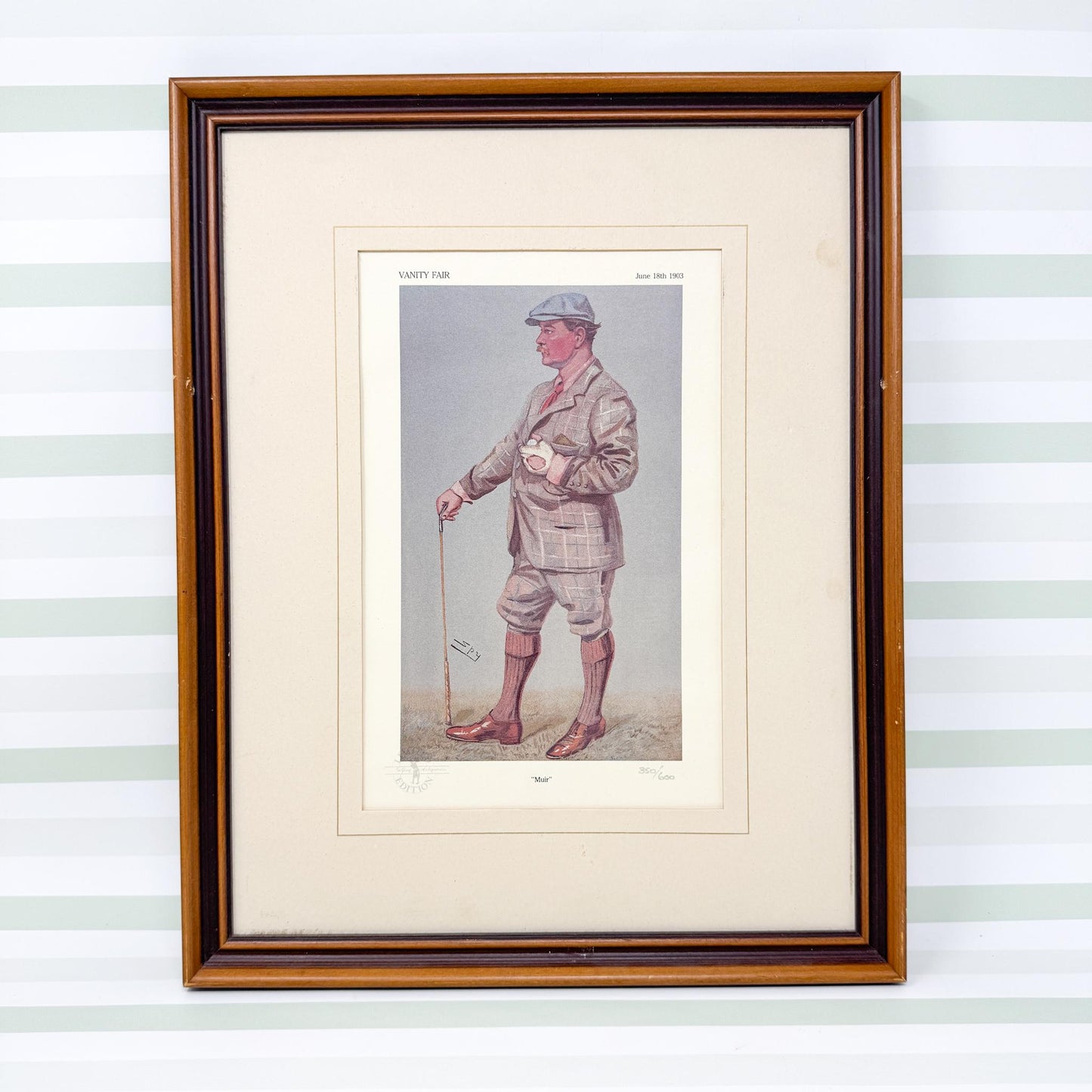 Framed Vintage Vanity Fair Golf Lithograph, Muir
