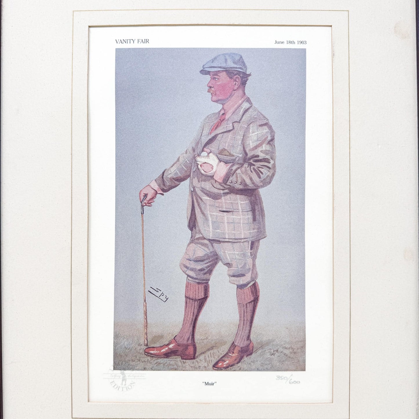 Framed Vintage Vanity Fair Golf Lithograph, Muir