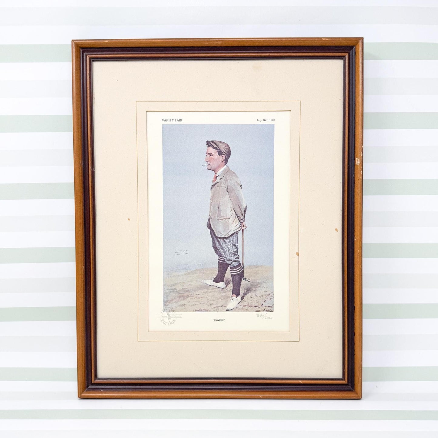 Framed Vintage Vanity Fair Golf Lithograph, Hoylake