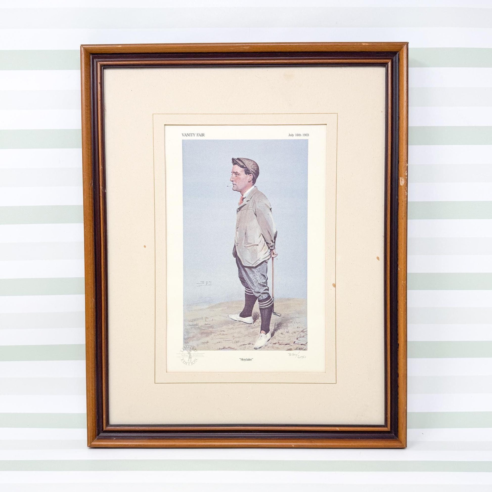 Framed Vintage Vanity Fair Golf Lithograph, Hoylake