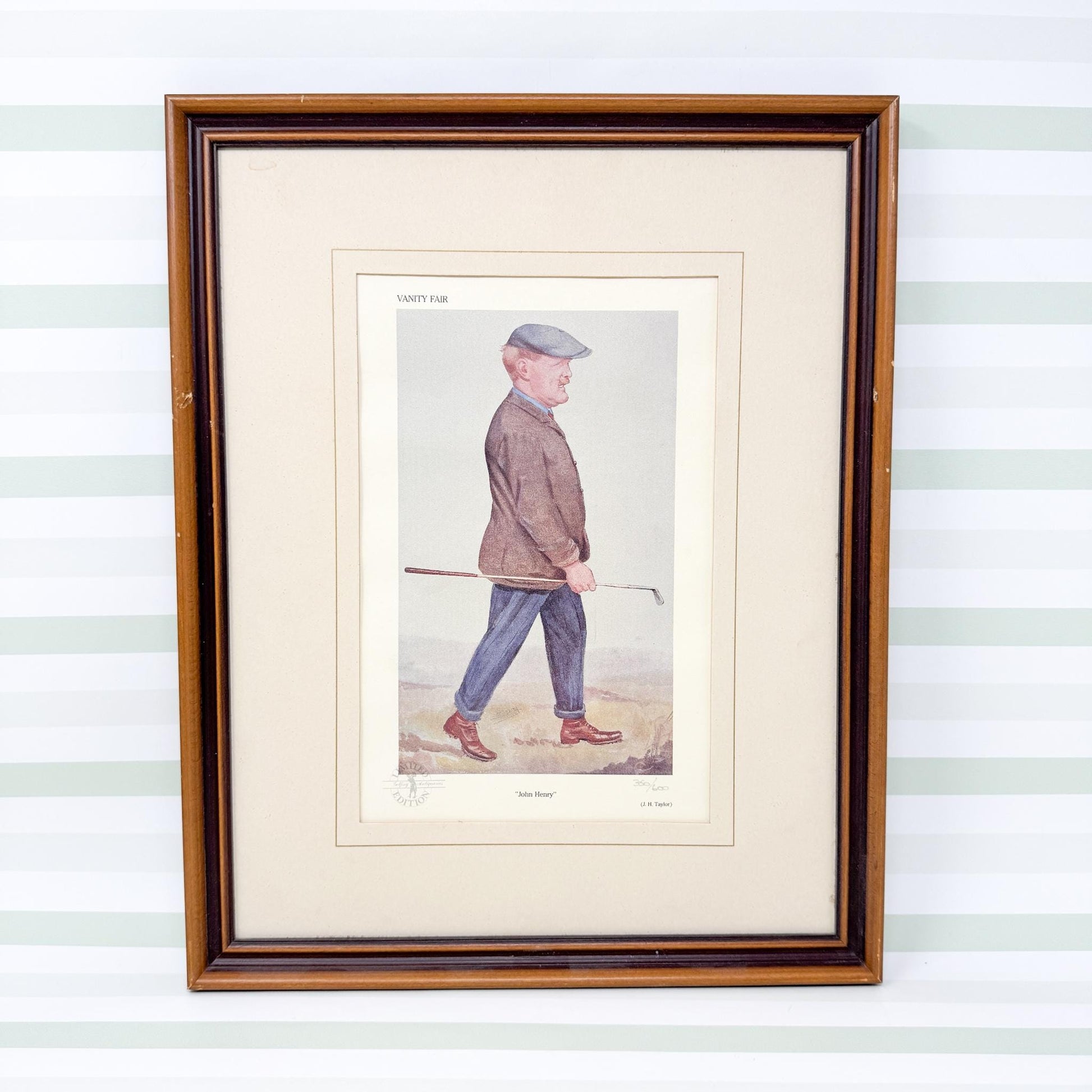 Framed Vintage Vanity Fair Golf Lithograph, John Henry