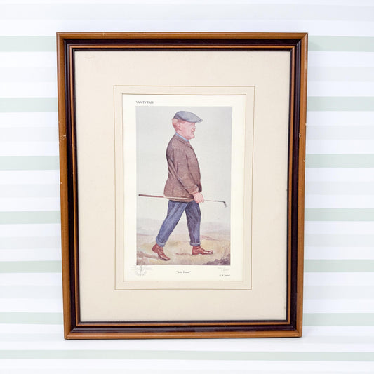 Framed Vintage Vanity Fair Golf Lithograph, John Henry