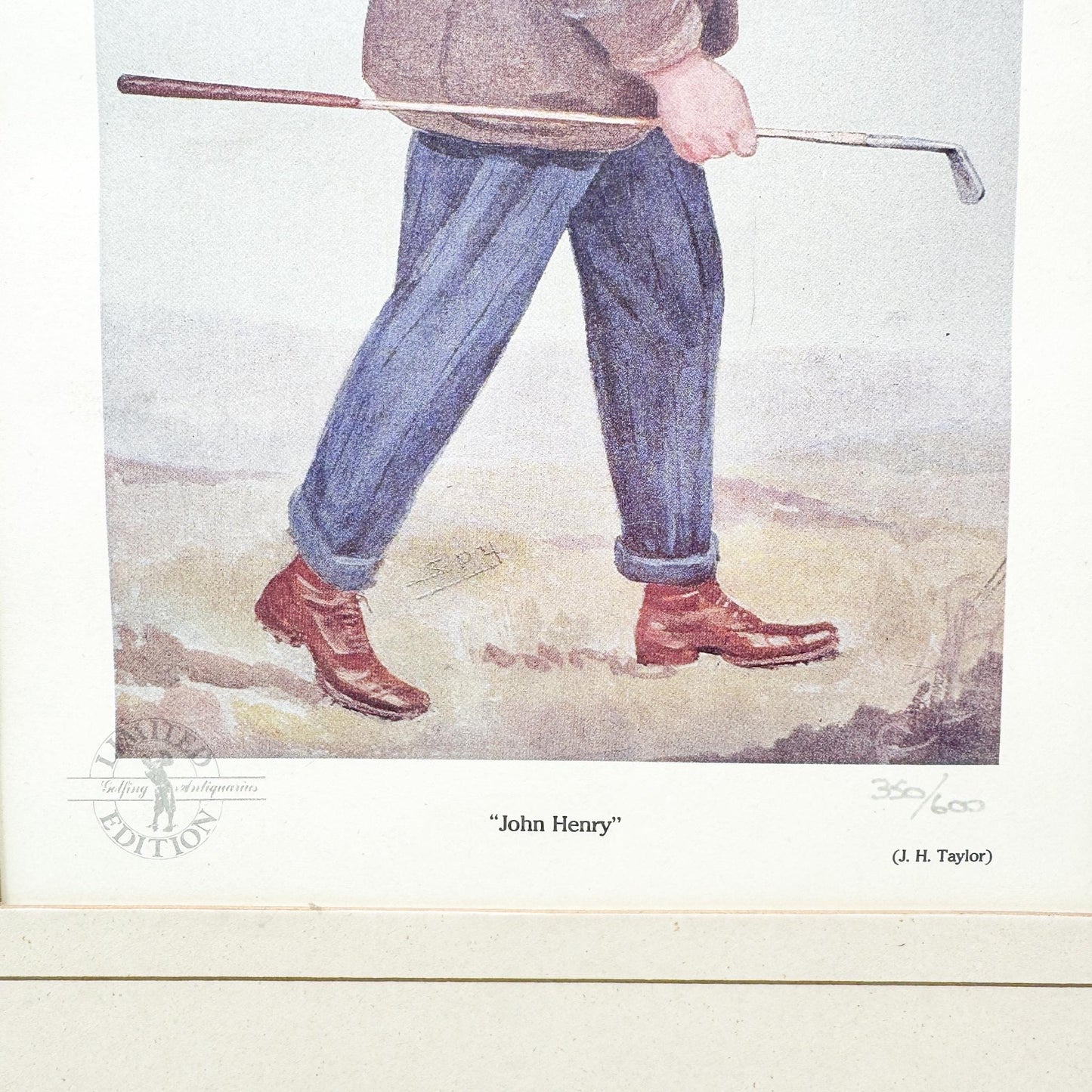 Framed Vintage Vanity Fair Golf Lithograph, John Henry