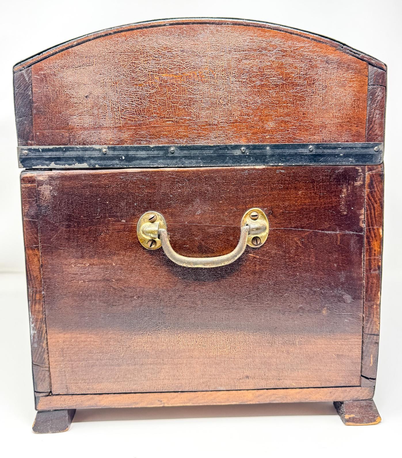 Antique Wood Chest with Chintz Lining