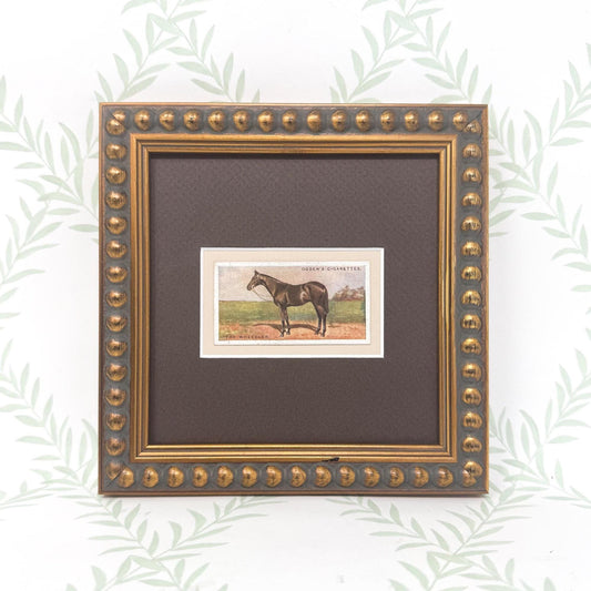 Framed Antique Race Horse Derby Cigarette Card c. 1928, The Wheedler