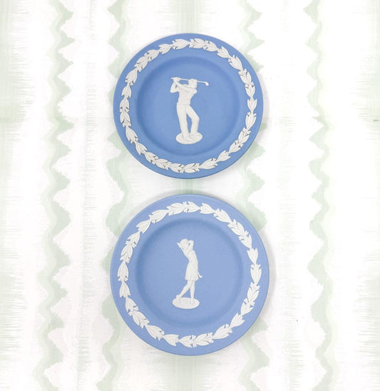 Vintage Wedgwood Jasperware Plates, Golfers