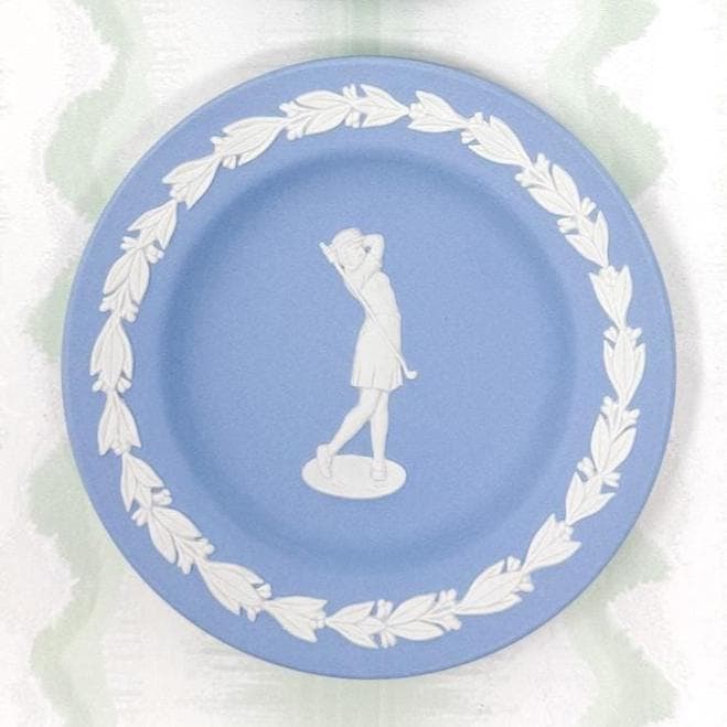 Vintage Wedgwood Jasperware Plates, Golfers
