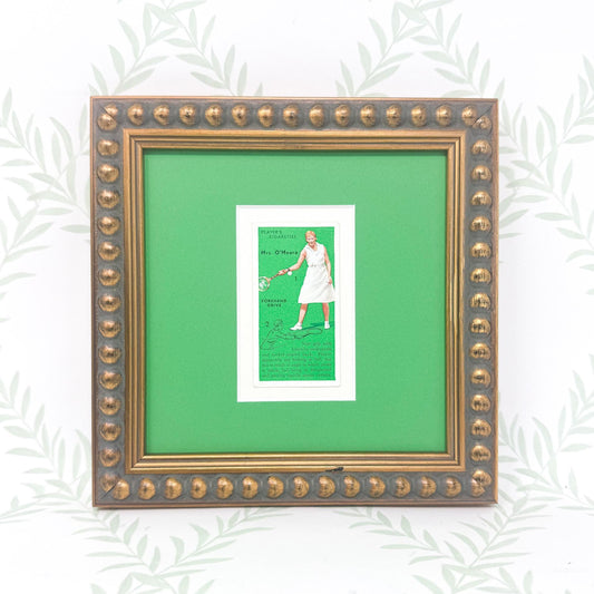 Framed Vintage Tennis Cigarette Card, c. 1936, "Forehand Drive"