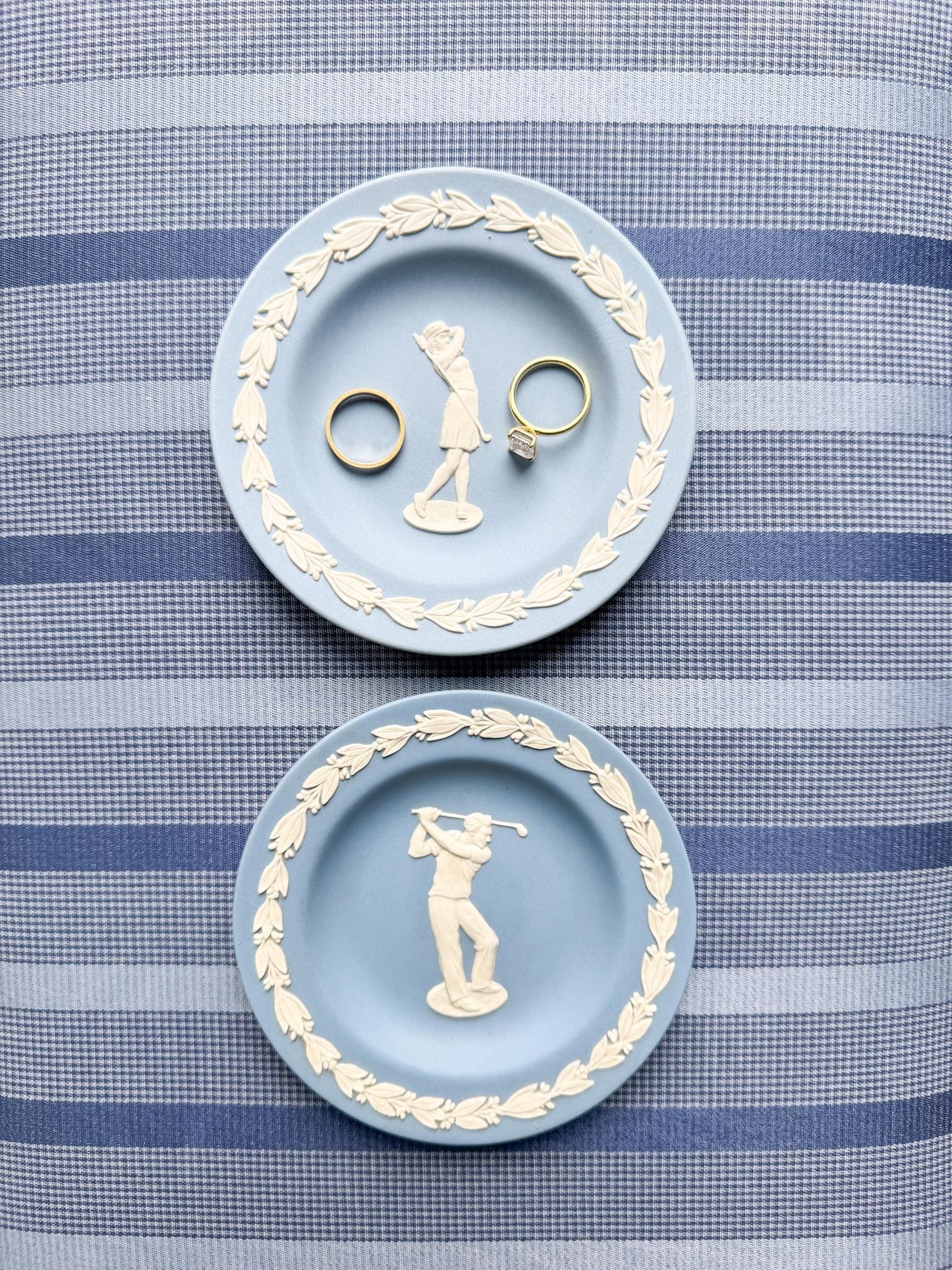 Vintage Wedgwood Jasperware Plates, Golfers