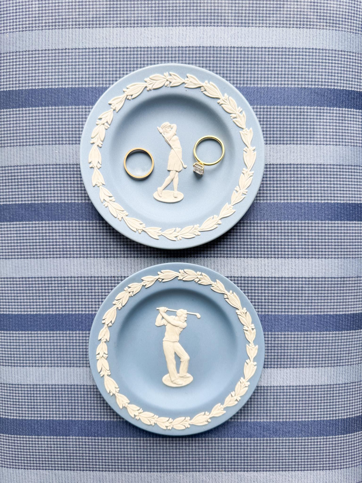 Vintage Wedgwood Jasperware Plates, Golfers