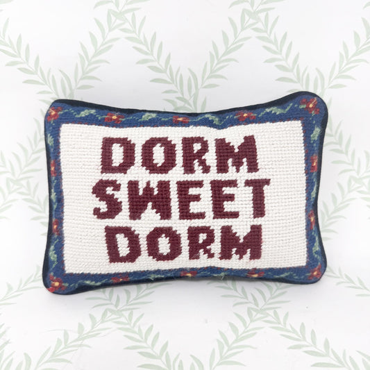 Vintage Needlepoint Pillow, Dorm Sweet Dorm