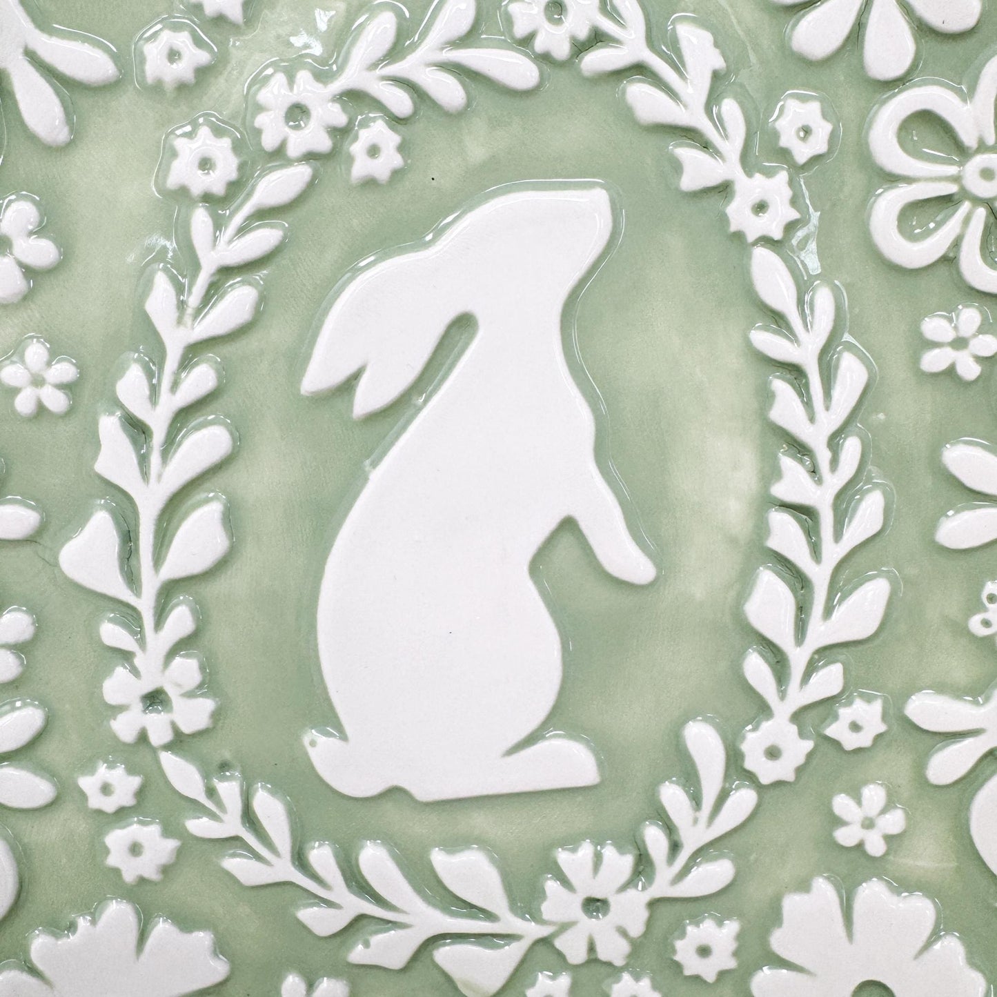 Green Easter Bunny Egg Shape Plate