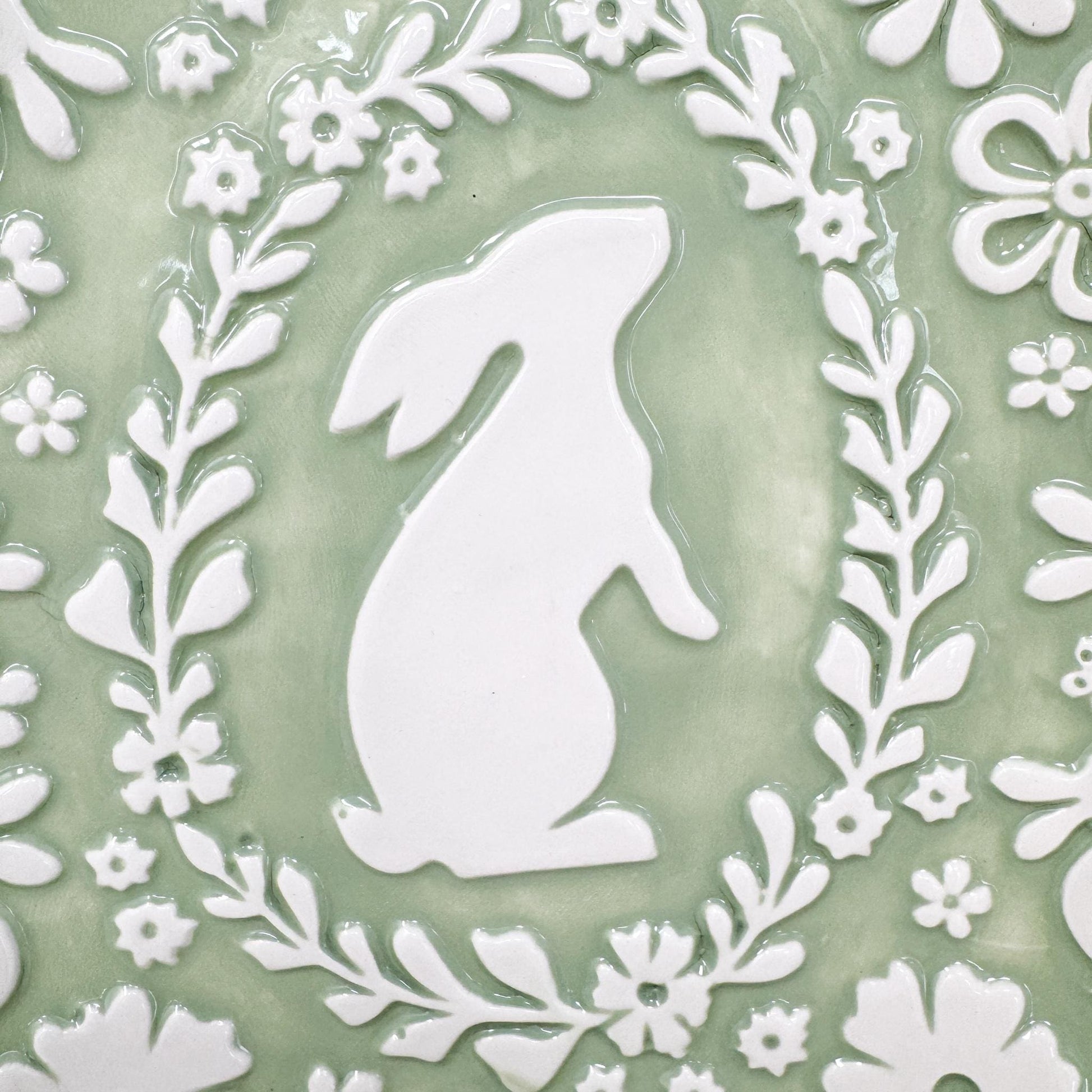 Green Easter Bunny Egg Shape Plate