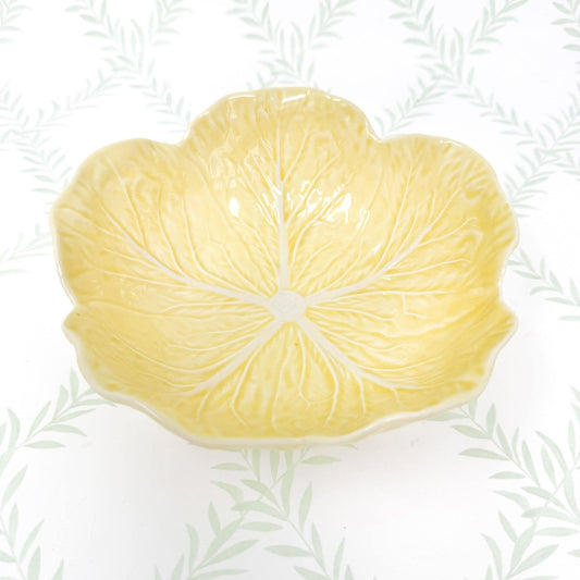 Vintage Bordallo Pinheiro Yellow Cabbageware, 7" Cereal Bowls