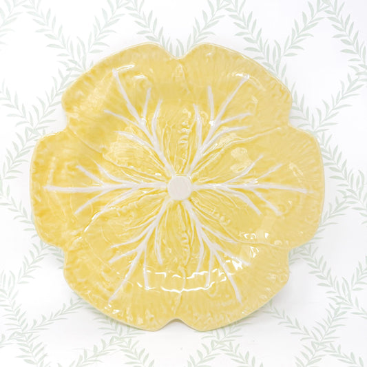 Vintage Bordallo Pinheiro Yellow Cabbageware, 12" Charger Plates